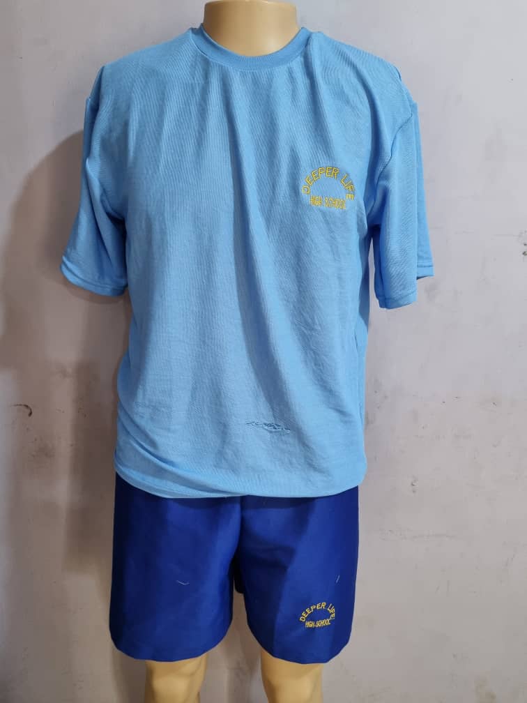 Blue shirt and shorts sports kit produced by Sejeta